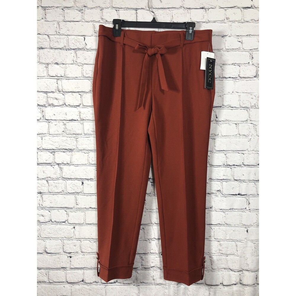 NYCC Women Dress Pants Tie Waist Ankle Buckle Rust Orange Size 12P